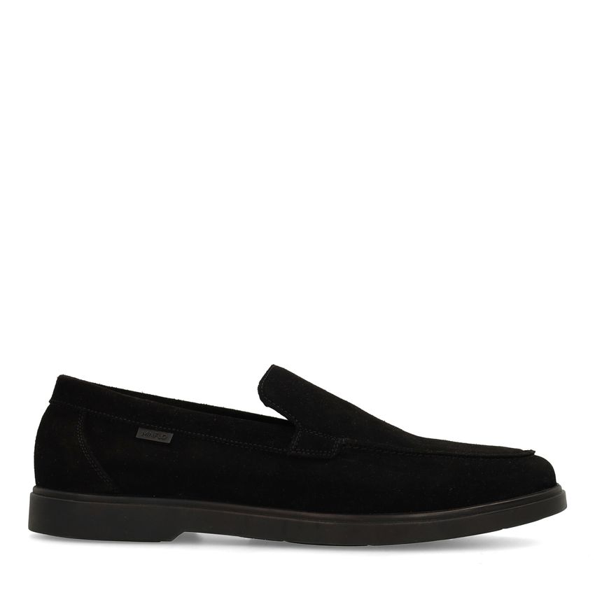 Manfield Zwarte suède loafers
