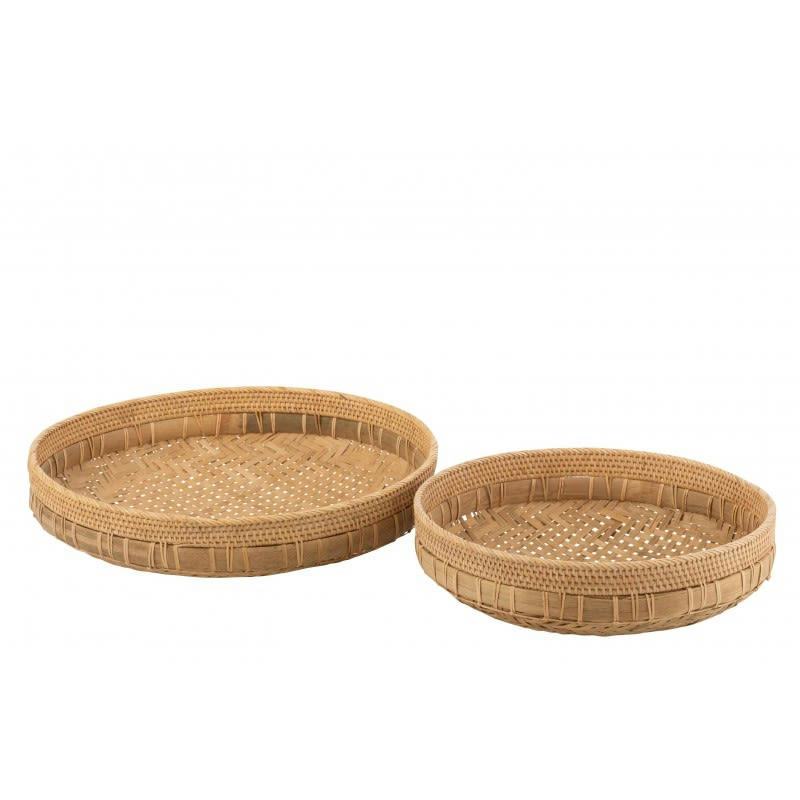 - Plats ronds rotin naturel - Lot de 2