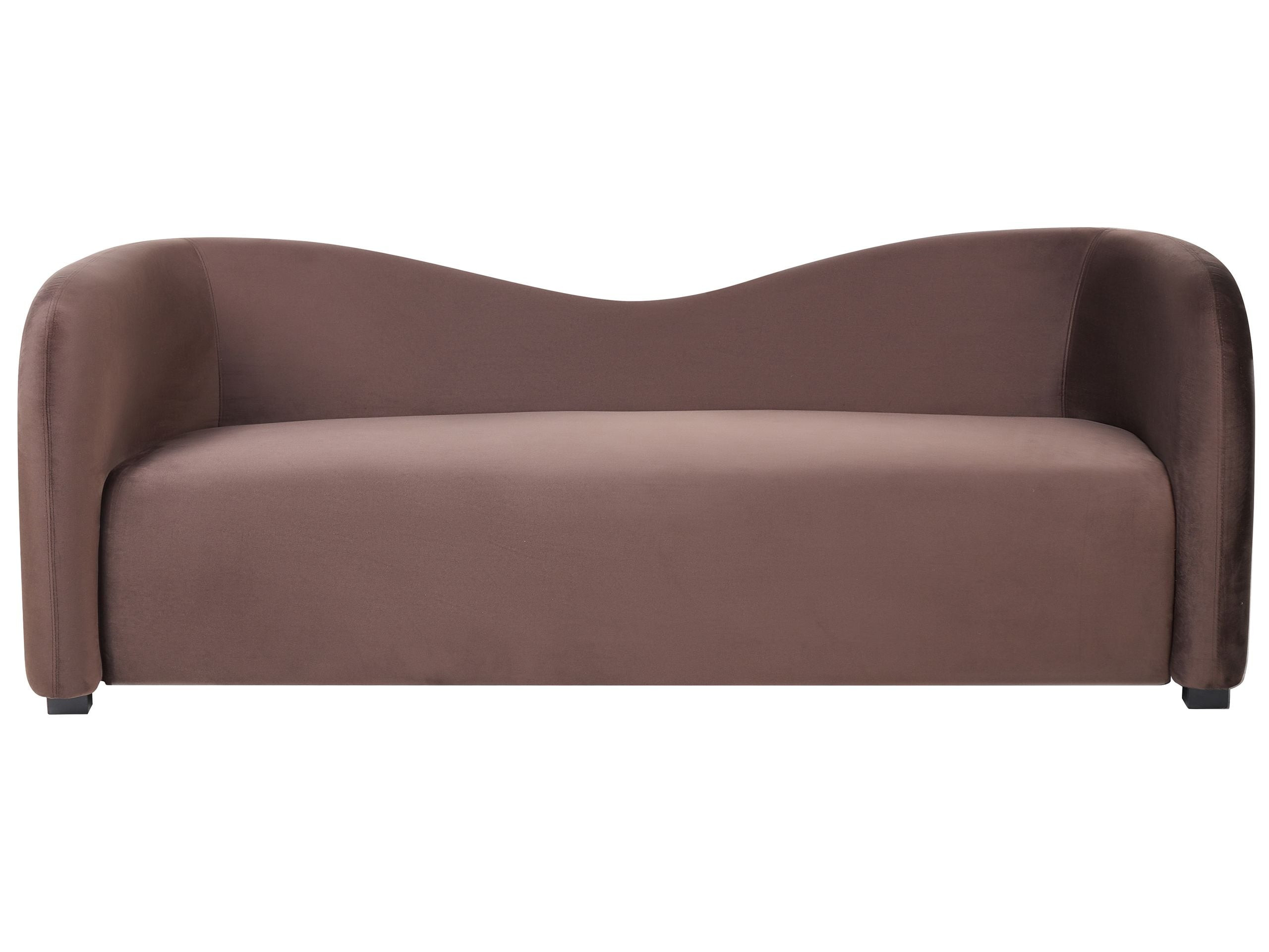 Sofa 3-osobowa welurowa nowoczesna brązowa