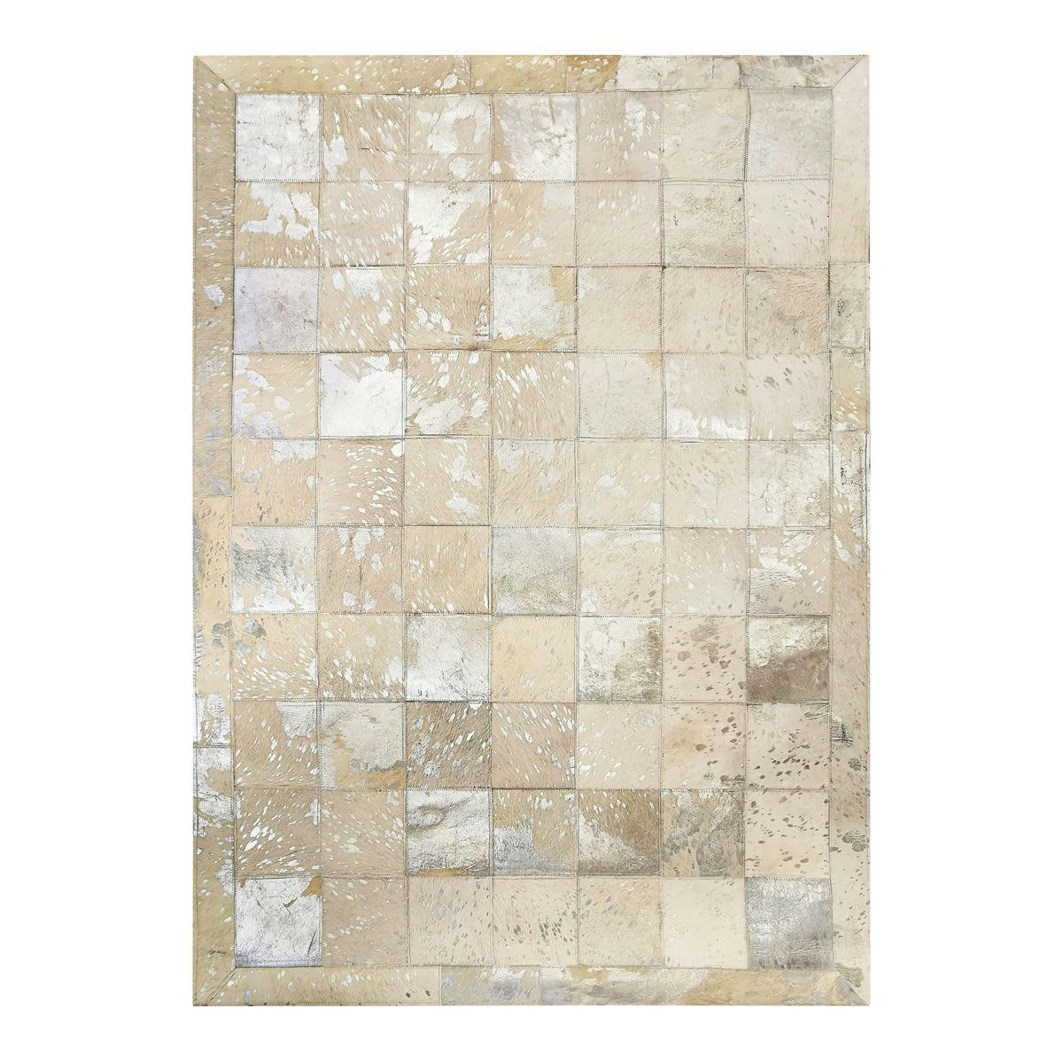 CUIR - Tapis recyclé cuir éclats argentés gris beige 160x230