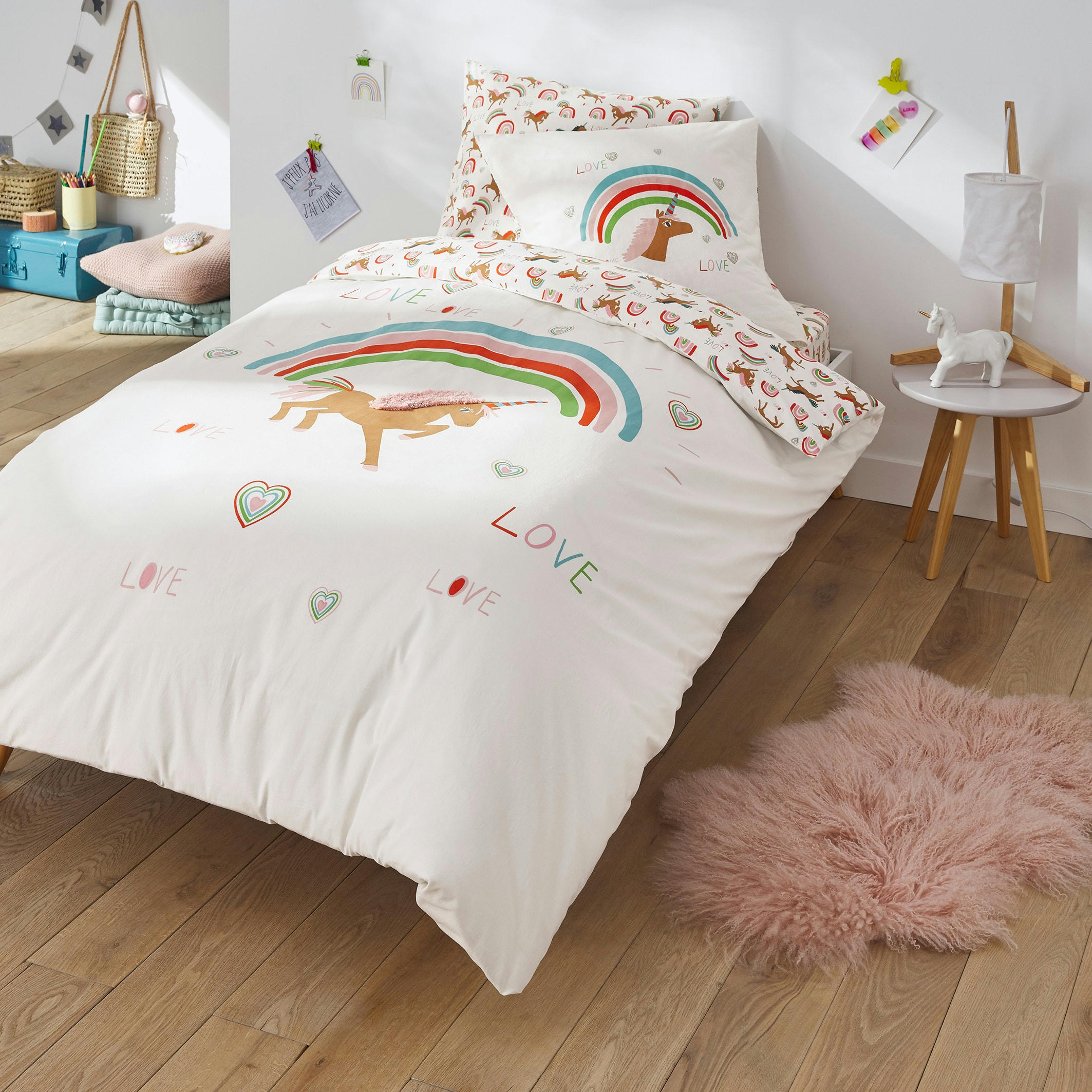 Housse de couette en coton biologique, Licorne