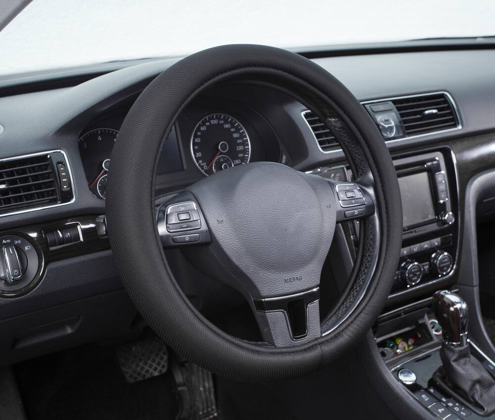AutoTrends Memory Foam Smooth Steering Wheel Cover, Black