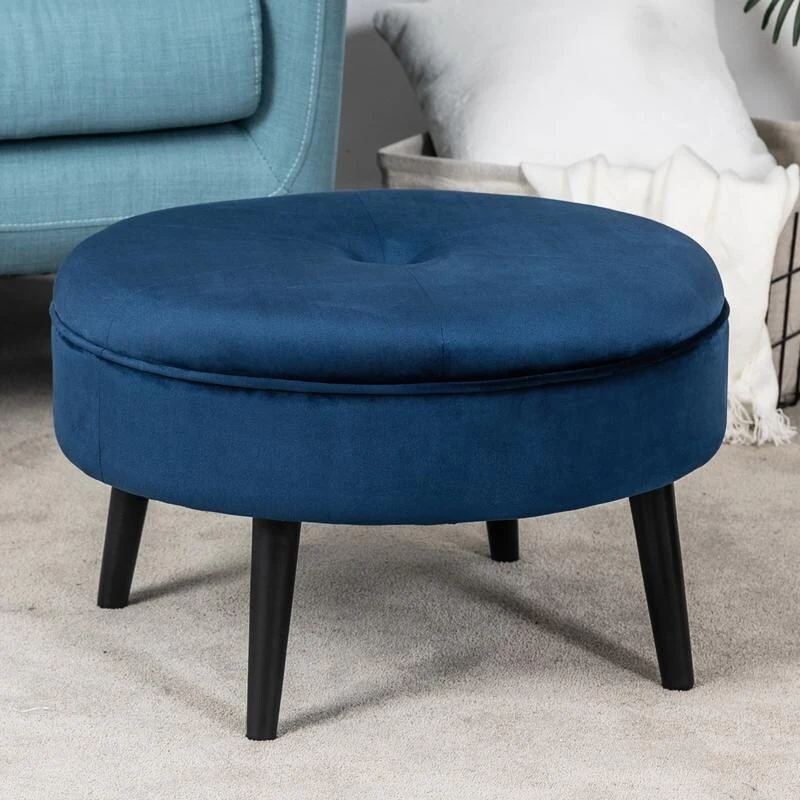 Carson Carrington Indnas Round Velvet Cocktail Coffee Table Ottoman