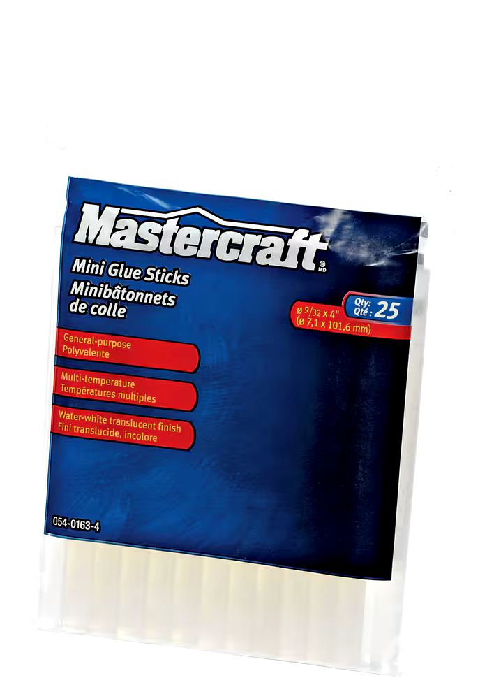 Mastercraft Clear All-Purpose Hot Glue Gun Sticks, Mini Size, 4-in, 25-pk
