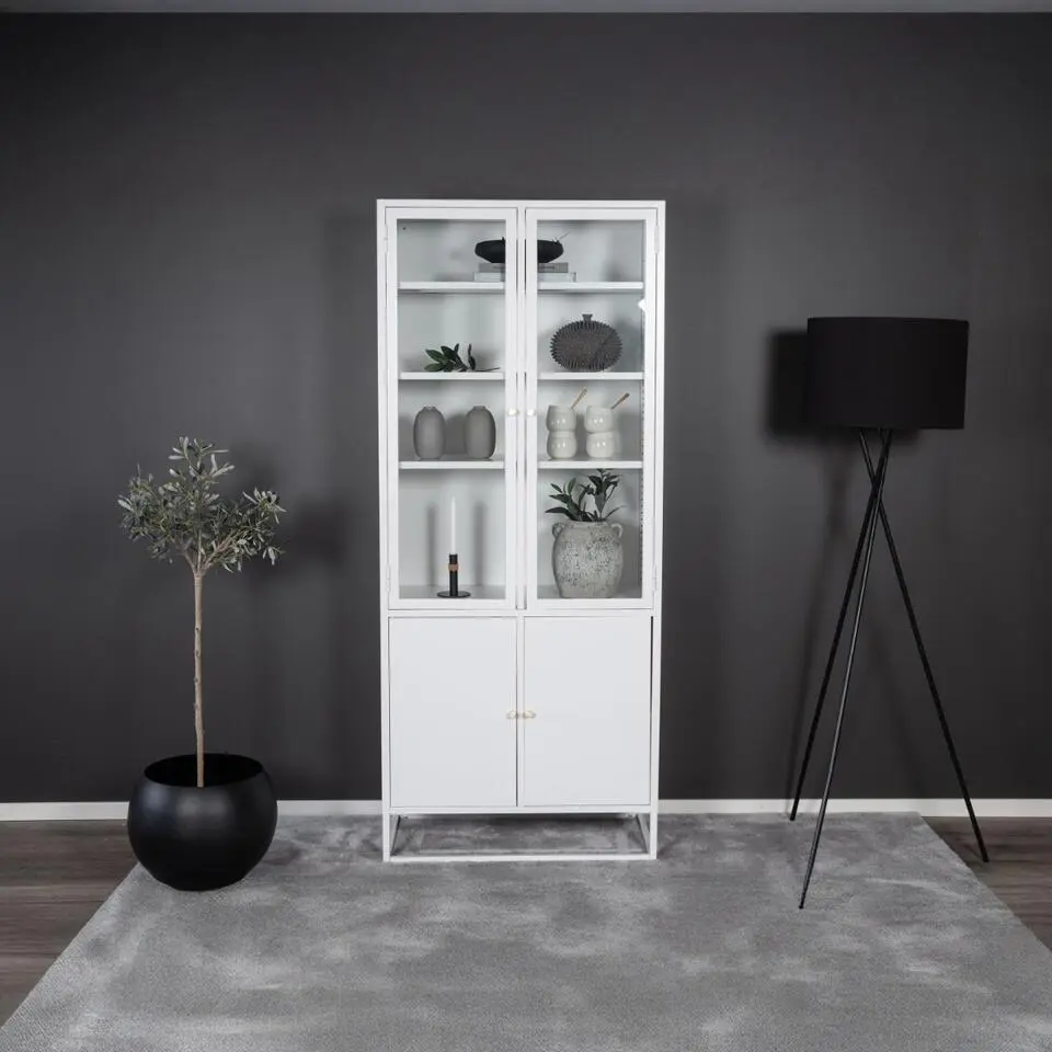 Vitrinekast Wit Staal - 80x40,5x190cm - Bakal