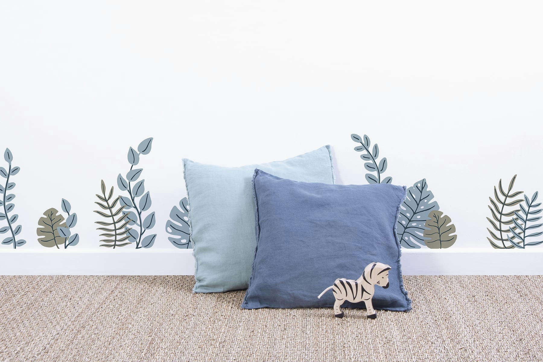 TANZANIA - Stickers feuilles tropicales en Vinyle mat Vert 64x90 cm