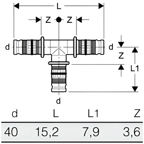 Fitting, Mepla T-Stück , DN 50