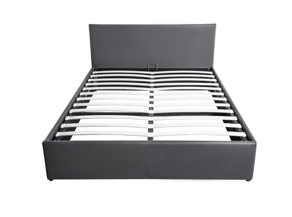 EDGAR - Cadre de lit avec sommier relevable à lattes - Gris - 140 cm