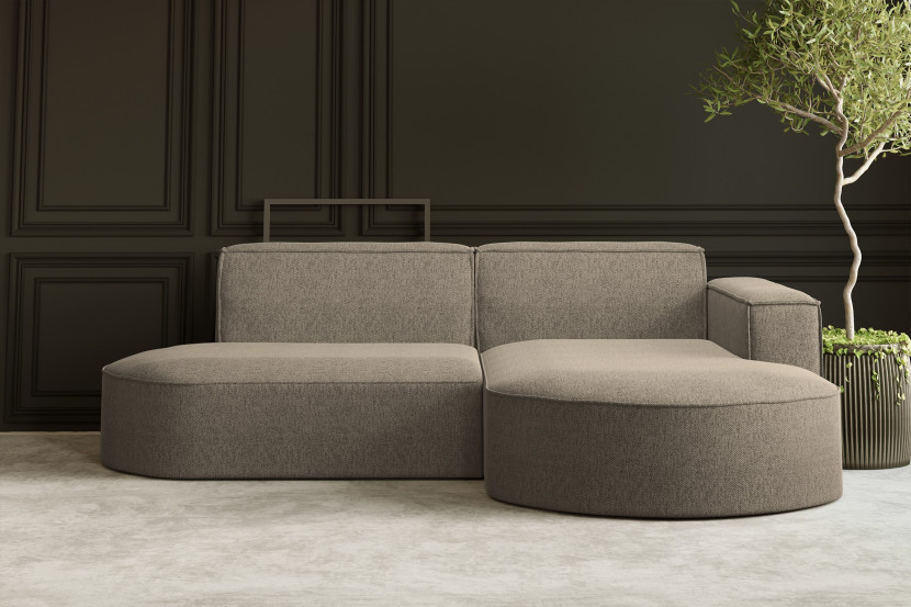 Sofa w kształcie L MODENA Studio, tkanina Verita, Ciepły beż Prawostronny