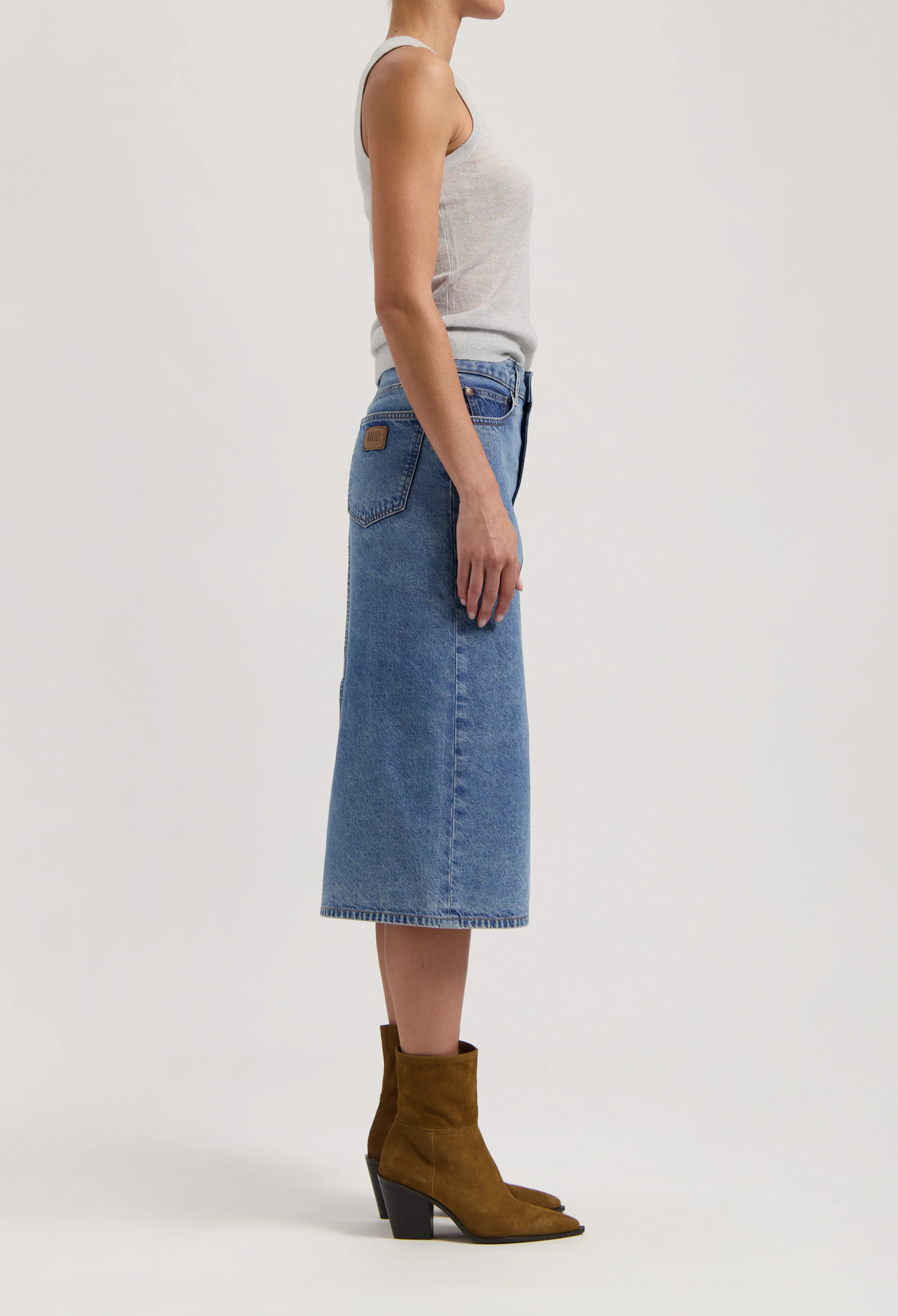 Gwen Mid Skirt - Stone Vintage