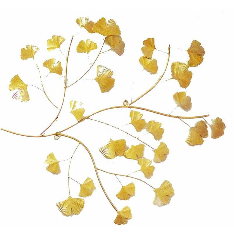 - Décoration murale en métal doré ginko