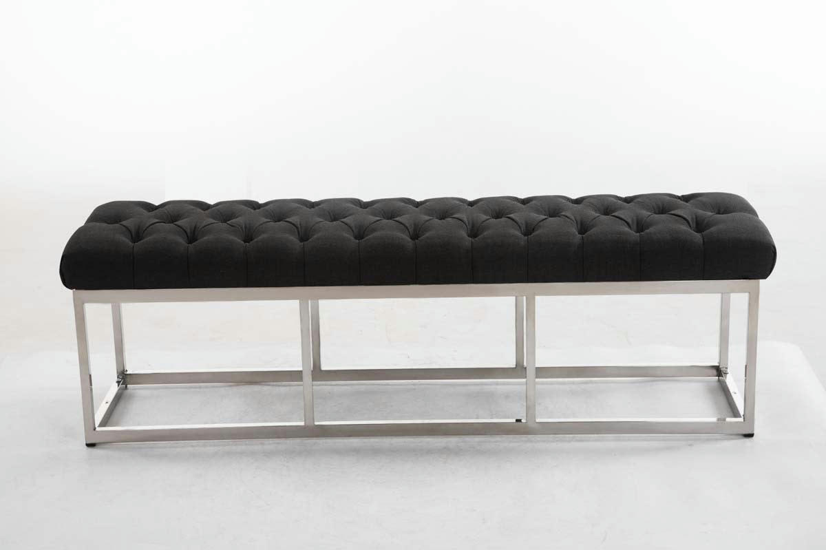 AMUN - Banquette avec pieds en métal assise en tissu Gris foncé