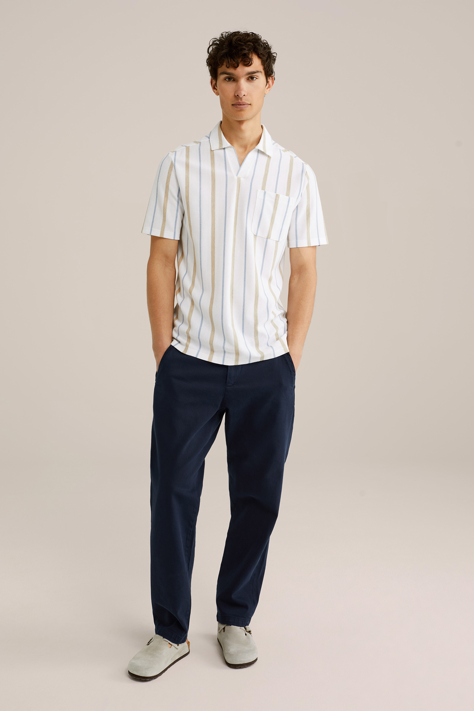 Heren Regular fit polo met structuur