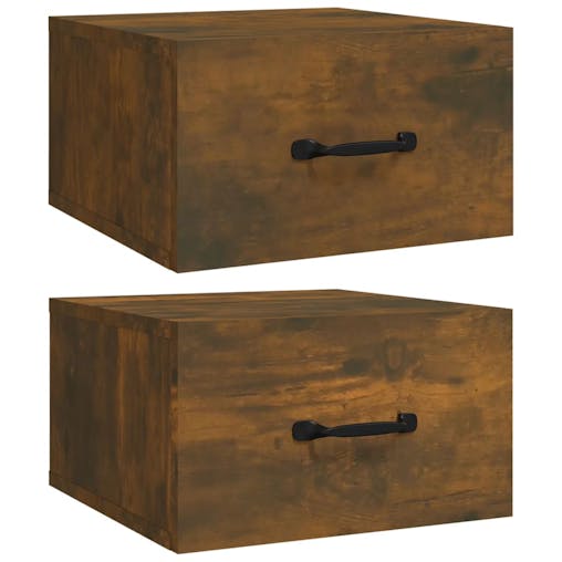 NNEVL Wall-mounted Bedside Cabinets 2 pcs Smoked Oak 35x35x20 cm