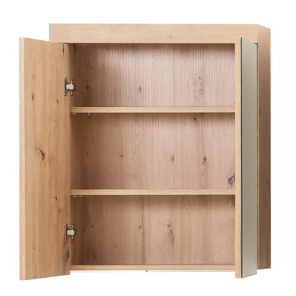 Hioshop AmandaMando spiegelkast 2 deuren licht eiken decor- spiegelglas