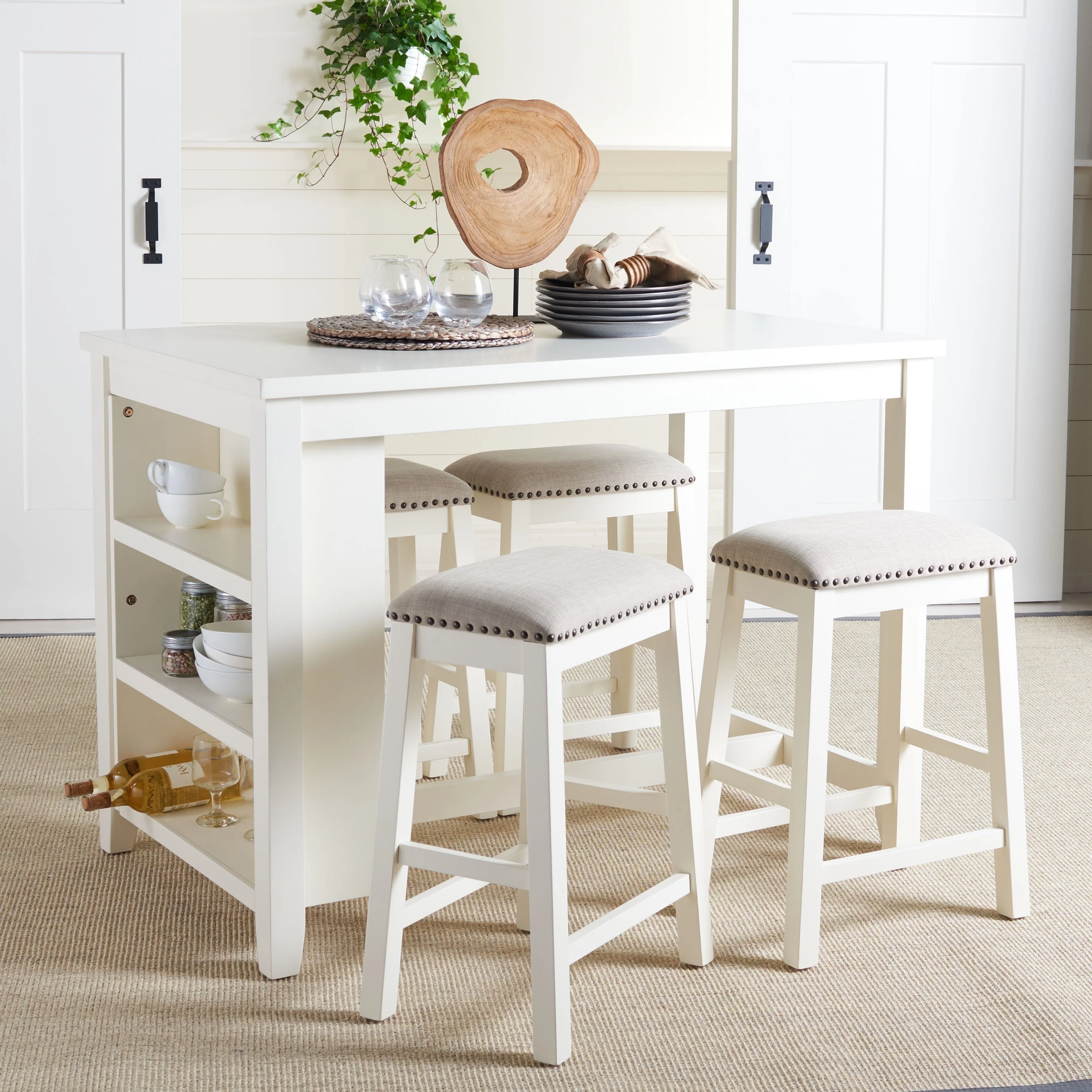 SAFAVIEH Ikuko White Counter Stool - 18.8 W x 13 L x 25 H - 19Wx13Dx25H