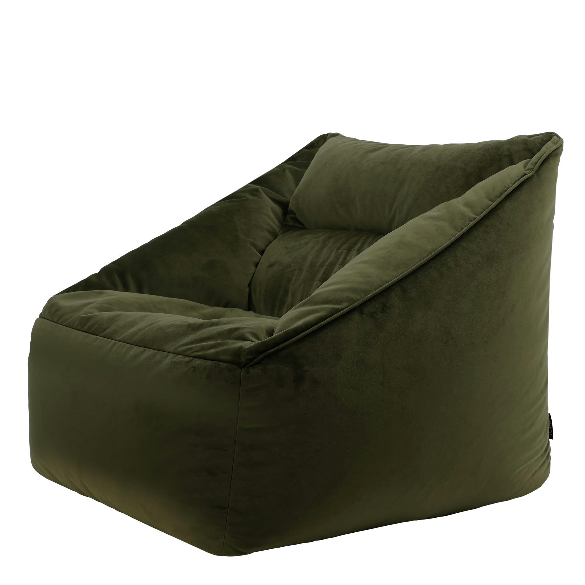 NATALIA - Pouf fauteuil velours vert olive