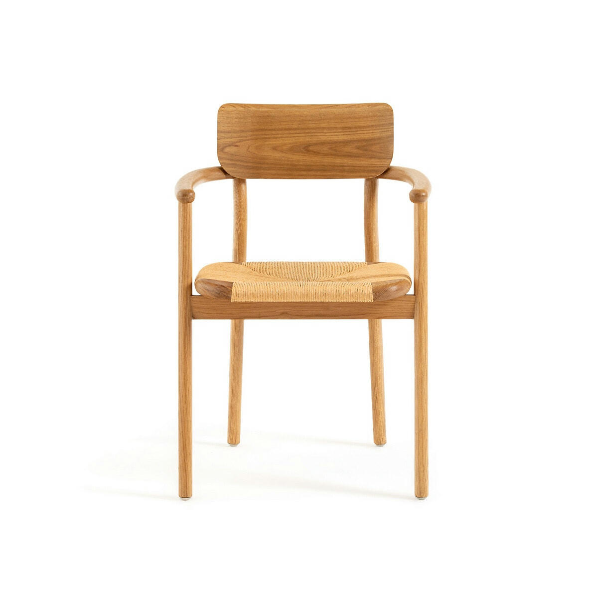 Fauteuil de table chêne massif et tressage, Pipo