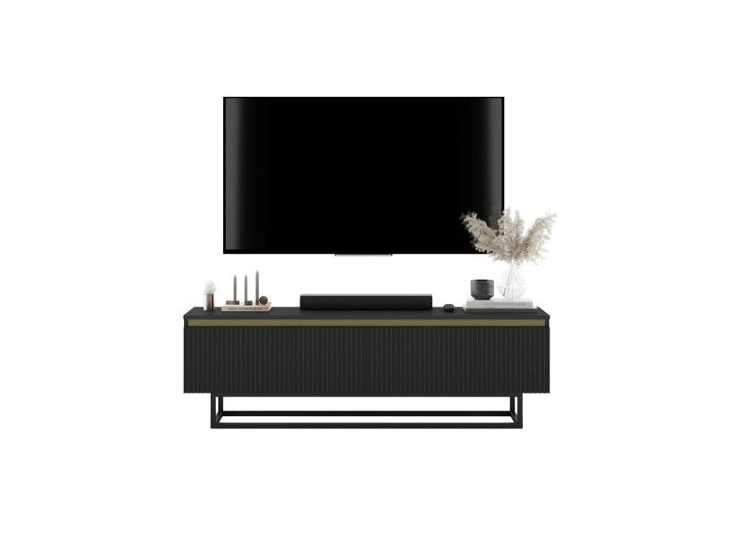 Szafka RTV Glamour Czarny mat komoda RTV czarny stelaż 140 cm
