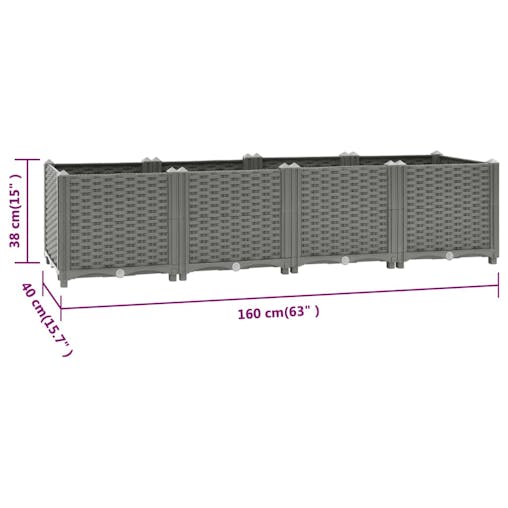 NNEVL Raised Bed 160x40x38 cm Polypropylene