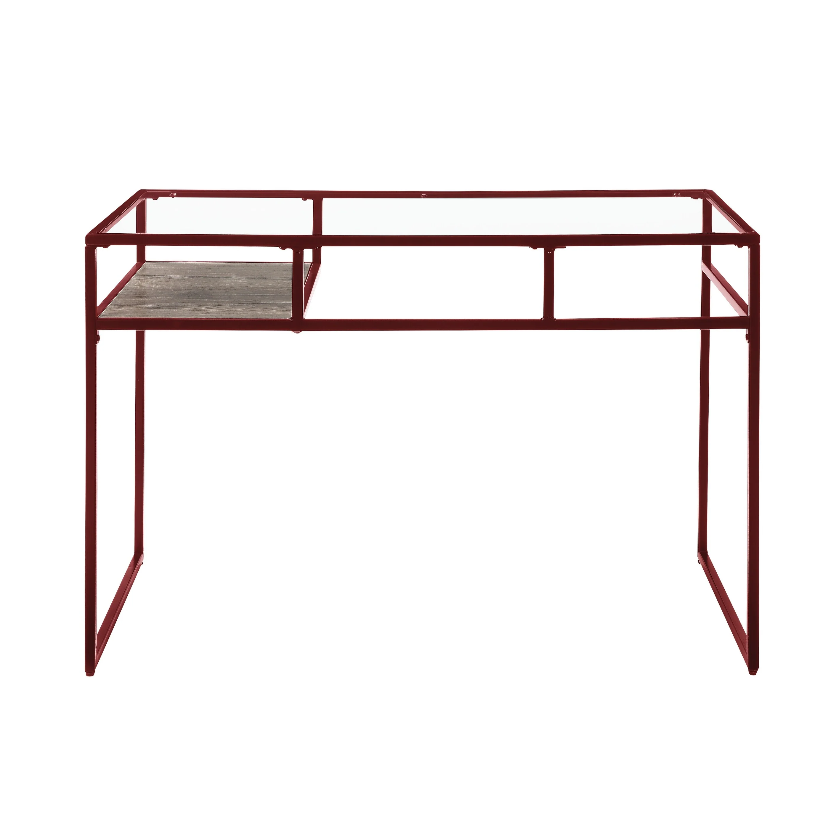 Yasin Glass Top & Red Finish Writing Desk