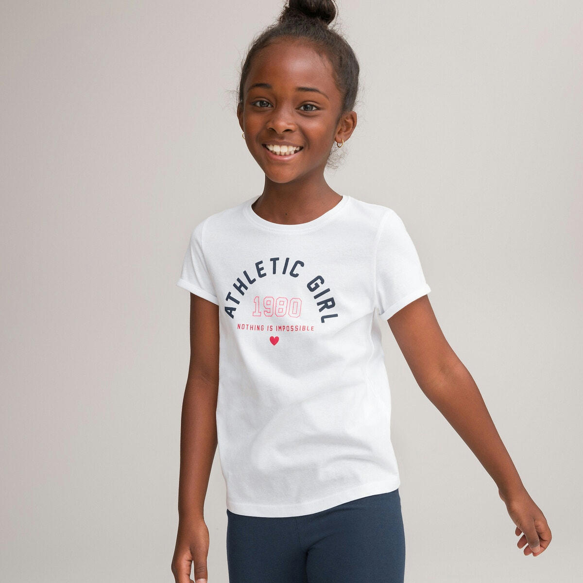 T-shirt col rond à message Athletic Girl