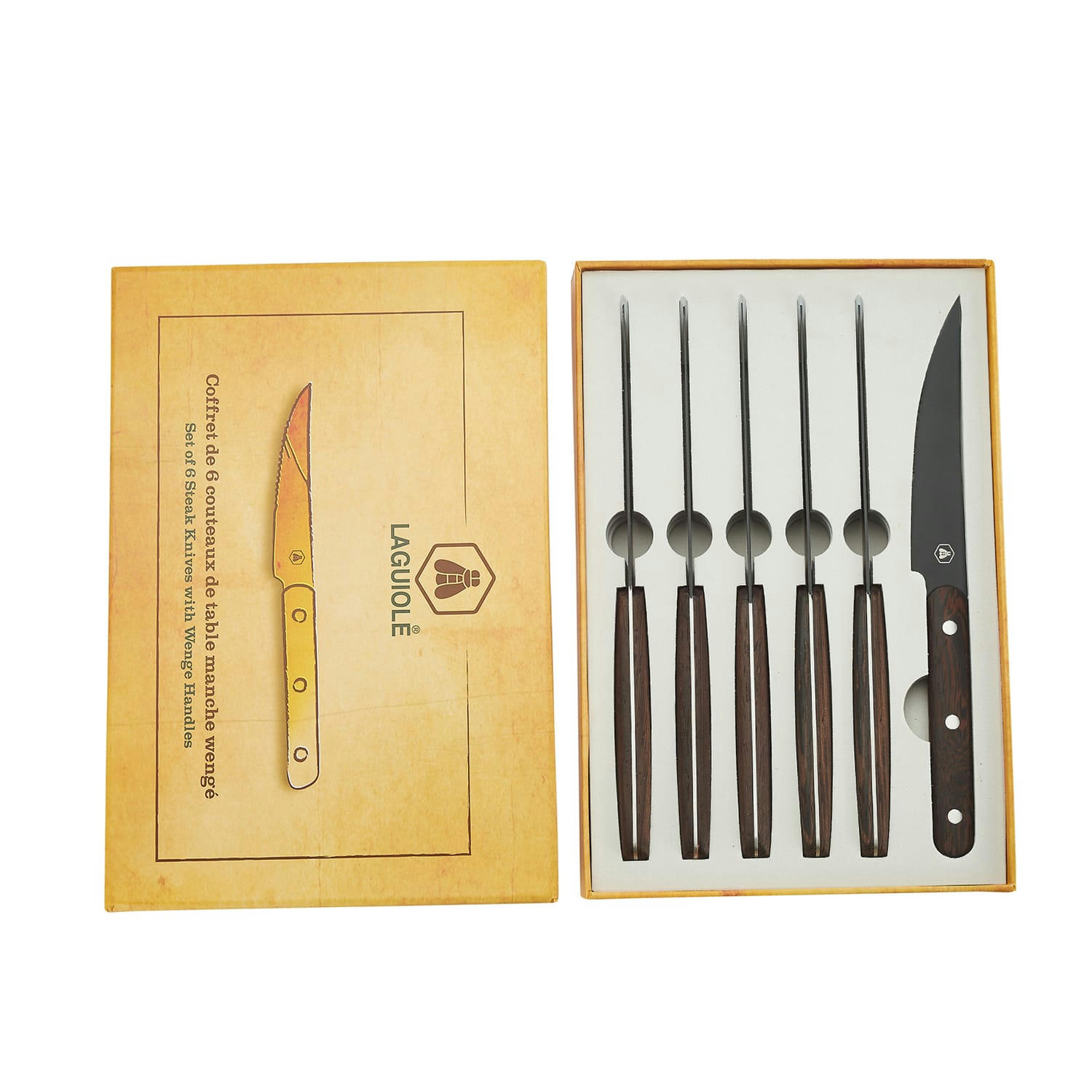 WENGÉ - Coffret de 6 couteaux de table