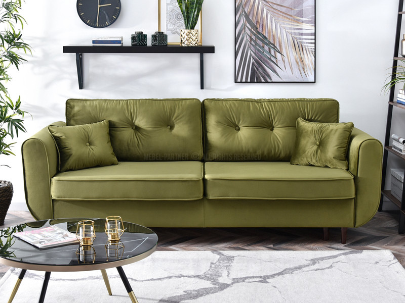 Sofa Blink Zielony-Jasny Welur, Podstawa Czarny