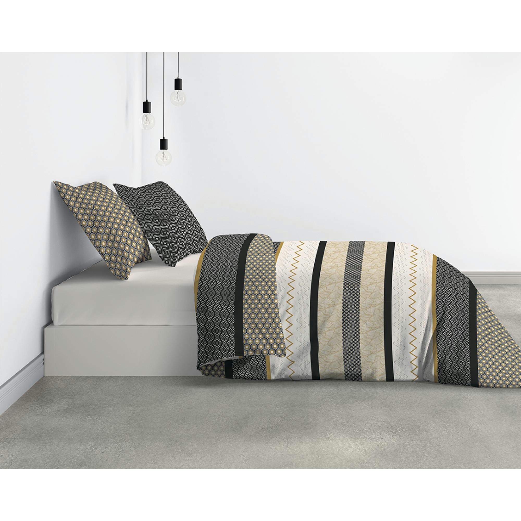 MEZOA - Parure de lit 2 personnes  avec housse de couette et taies d'oreiller