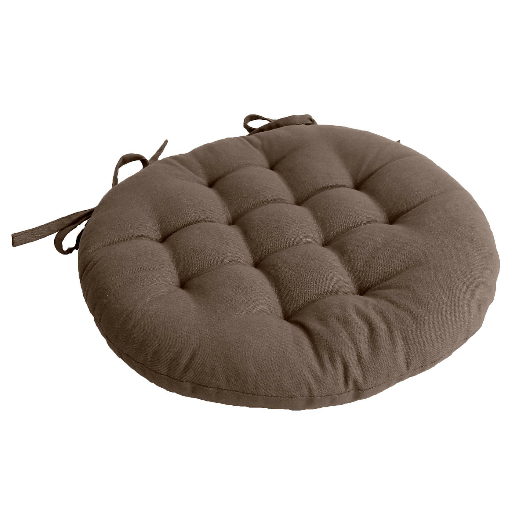 - Galette de chaise piquée et ronde coton taupe 38x38 cm