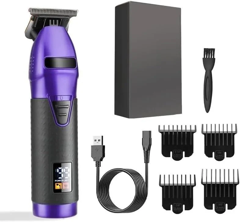 Professional Mens Electric Hair Clippers  Beard Trimmer Set(Purple)