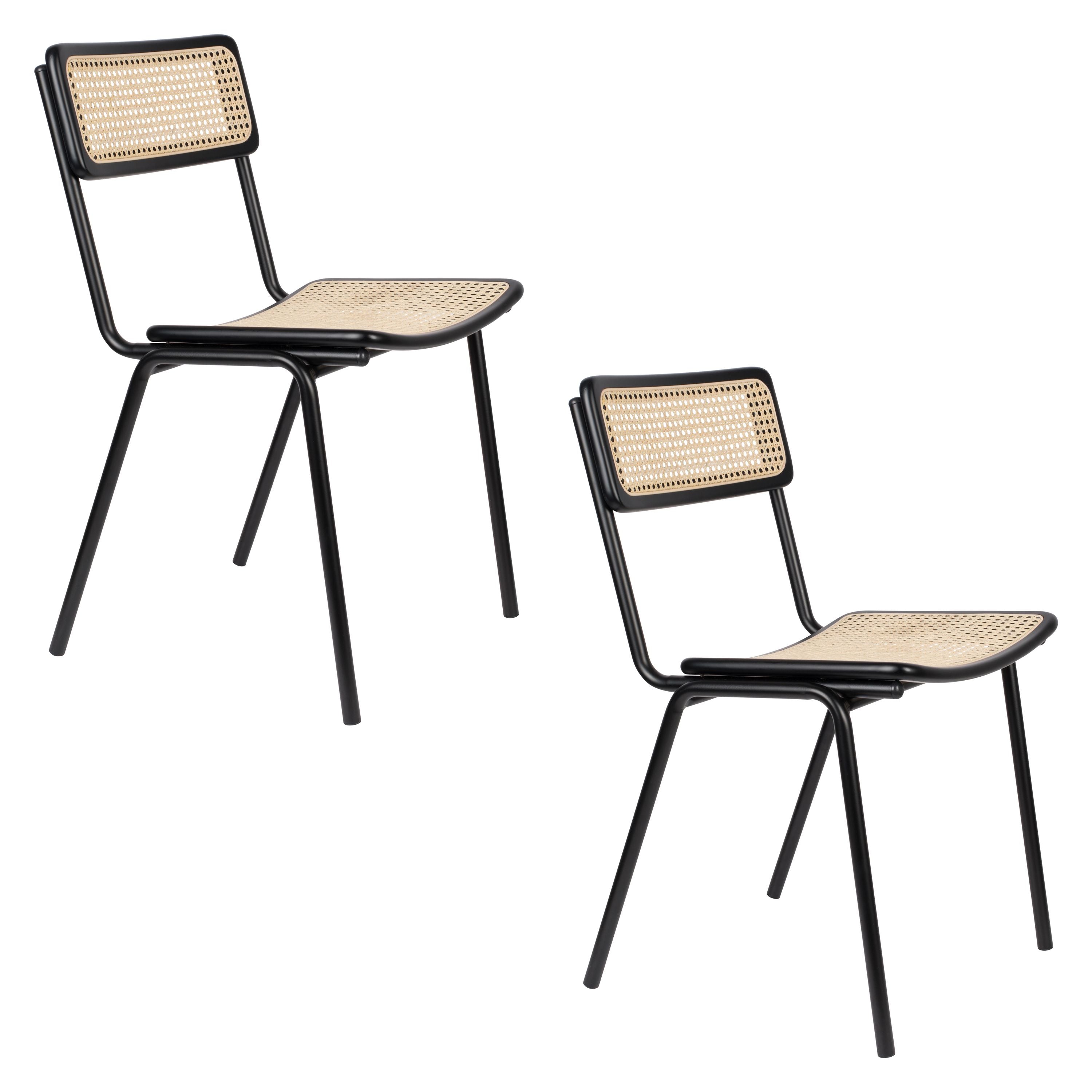 Zuiver Jort Eetkamerstoelen Naturel/Zwart - Set van 2