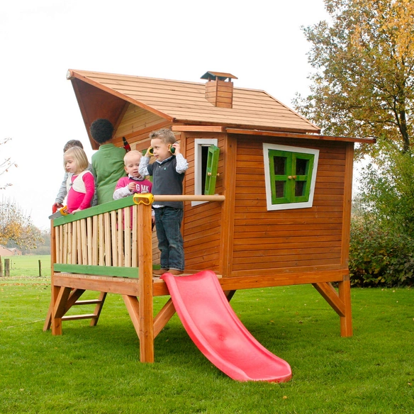 Kinderspielhaus »Emma«, BxHxT: 349 x 227 x 193 cm, Holz, braun/grün/rot