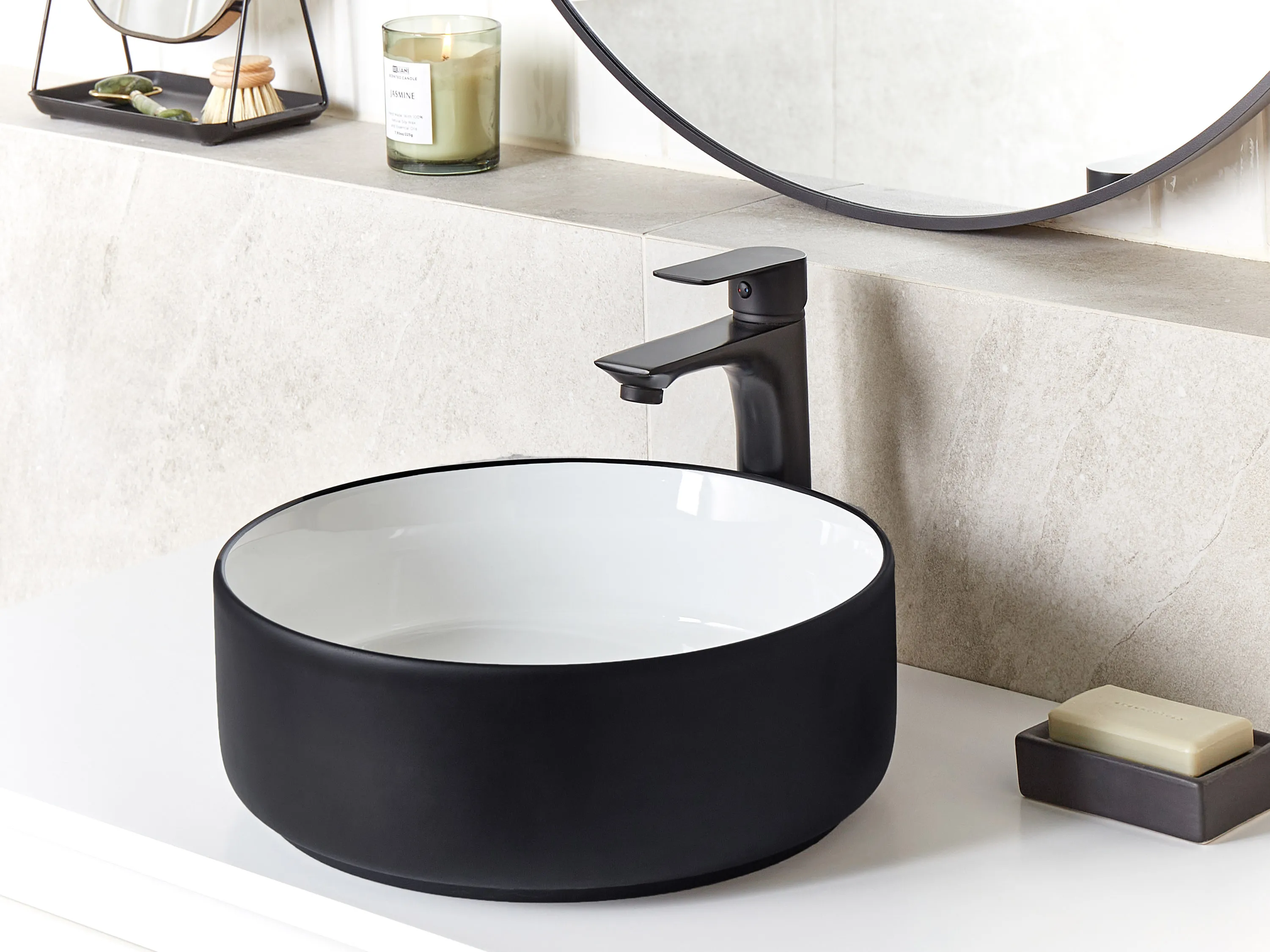 Countertop Basin CALIG ? 360 mm Ceramic Black/ White