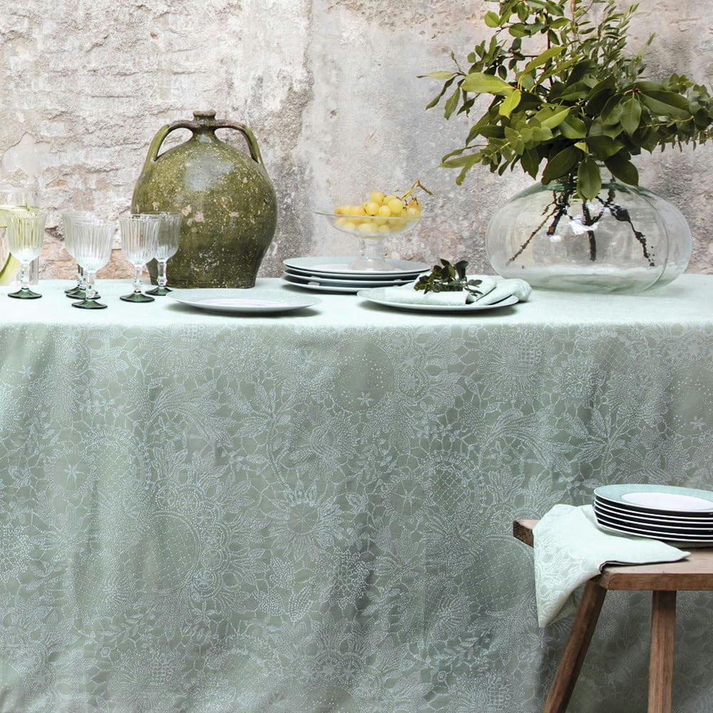 MILLE GUIPURES JADE - Serviette  pur coton vert 55x55