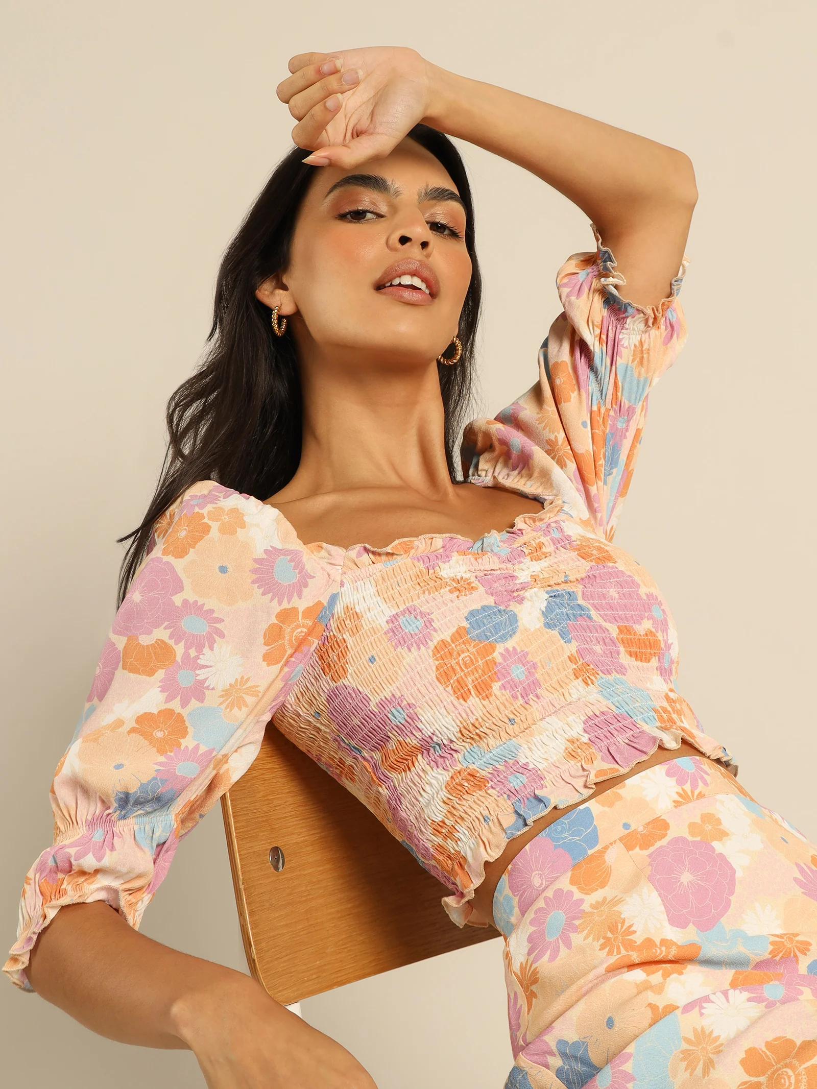 Daisy Puff-Sleeve Peasant Top
