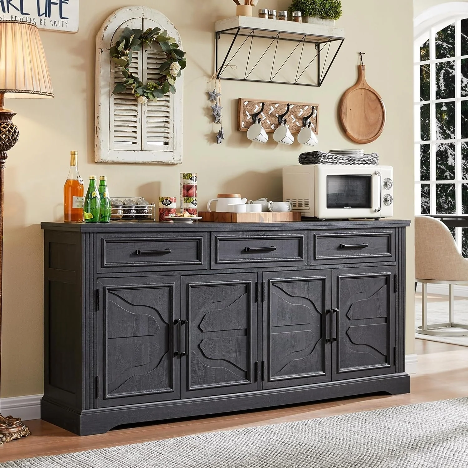 Farmhouse Buffet Sideboard Cabinet,Coffee Bar Wine Bar for Dining Room - N/A