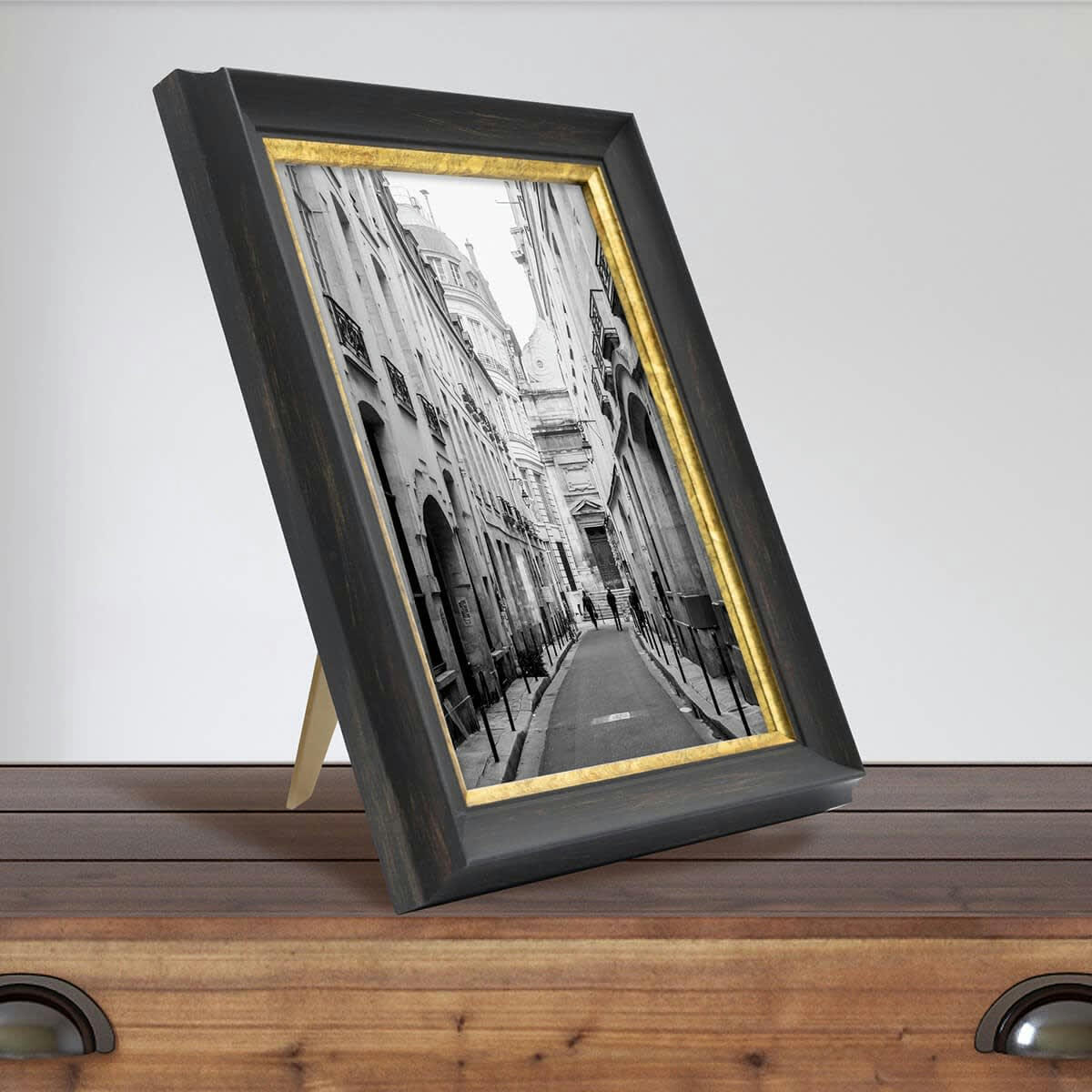 PANDORE - Cadre photo noir et finition doré 15x20 cm résine recyclée