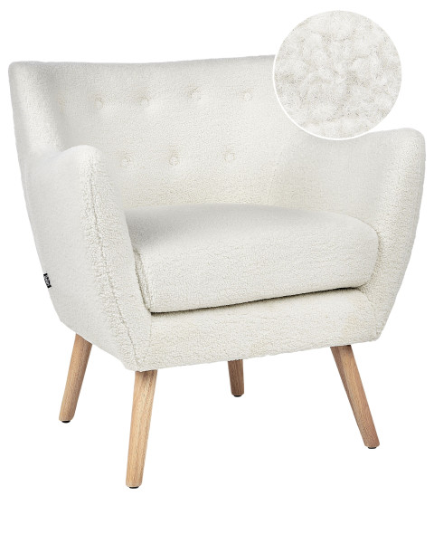 Fotel boucle retro biały