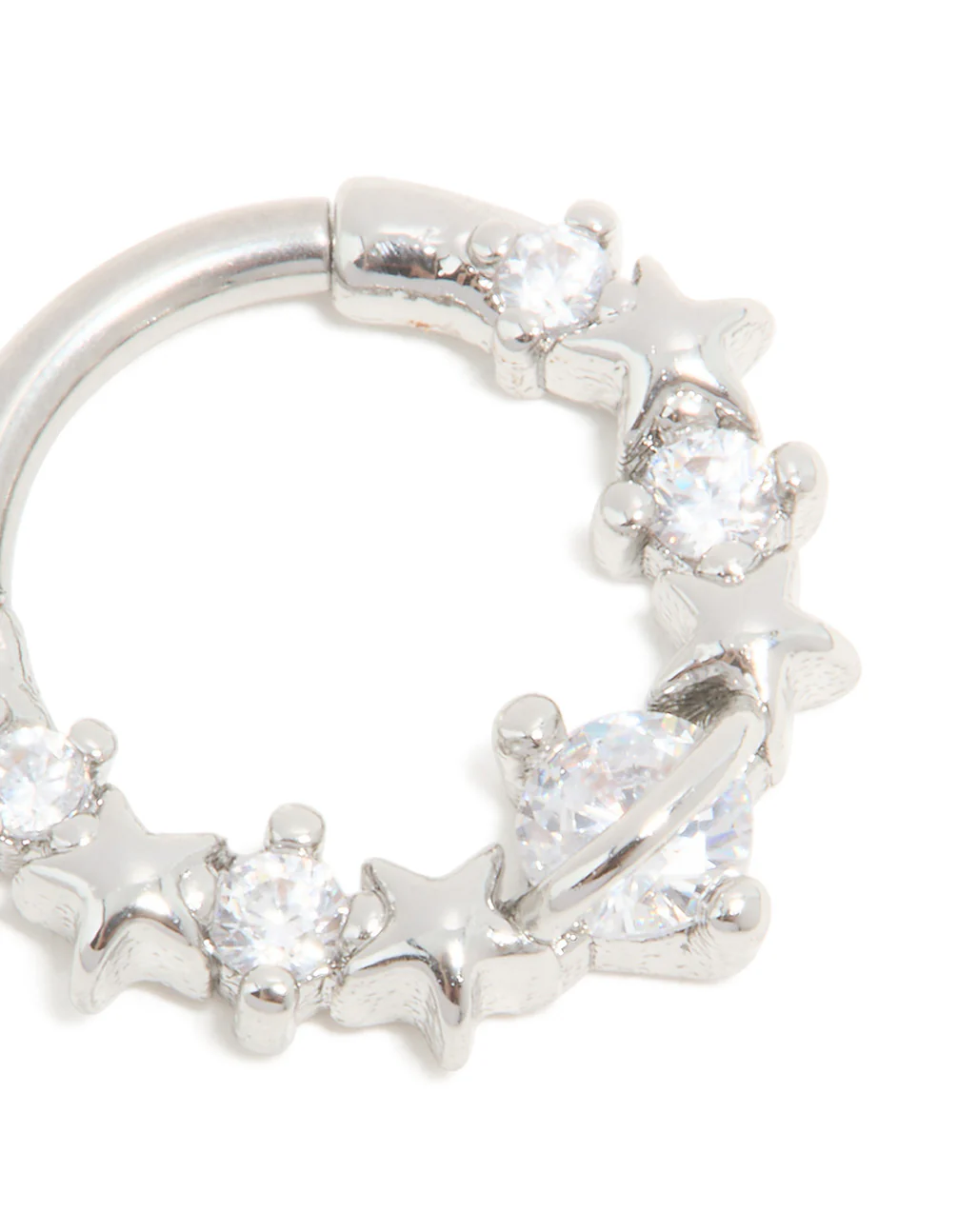 Surgical Steel Cubic Zirconia Floral Clicker Ring
