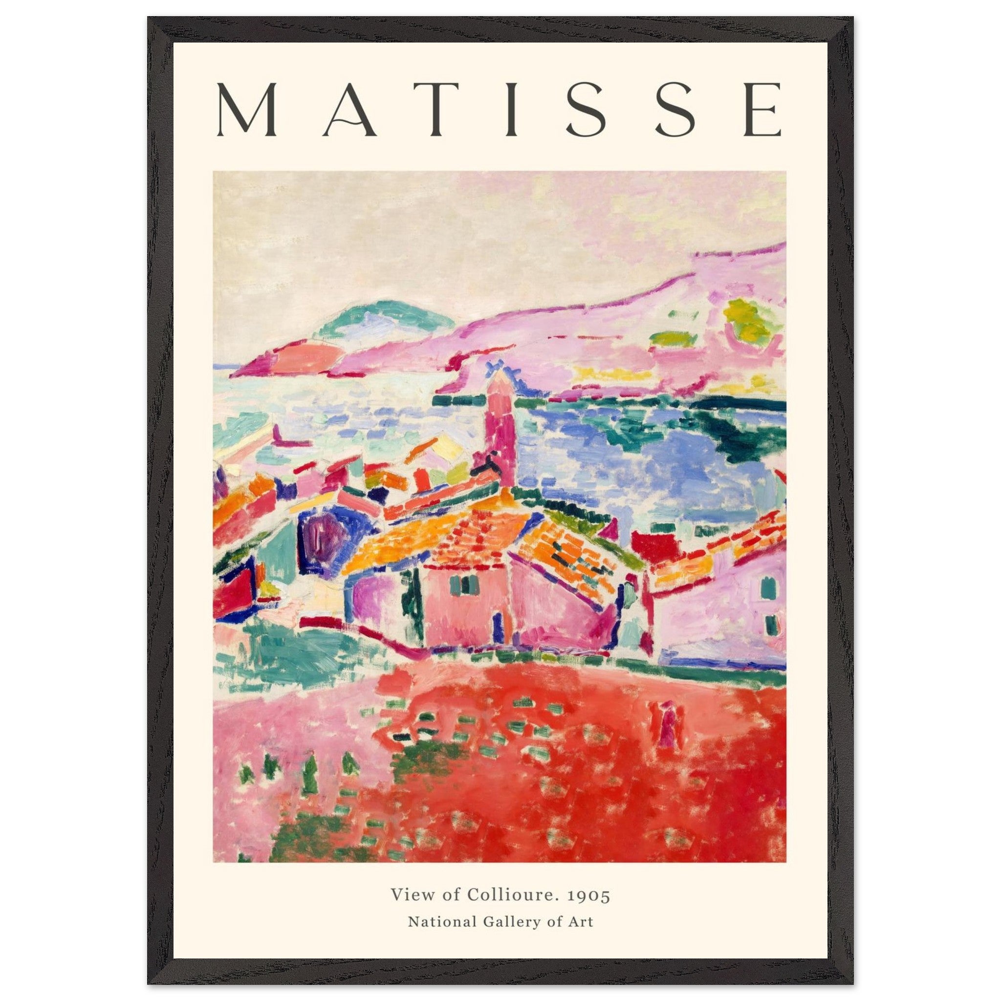Artfulprints Poster met Lijst Matisse - View of Collioure 1905  - 50x70 cm - Meerkleurig