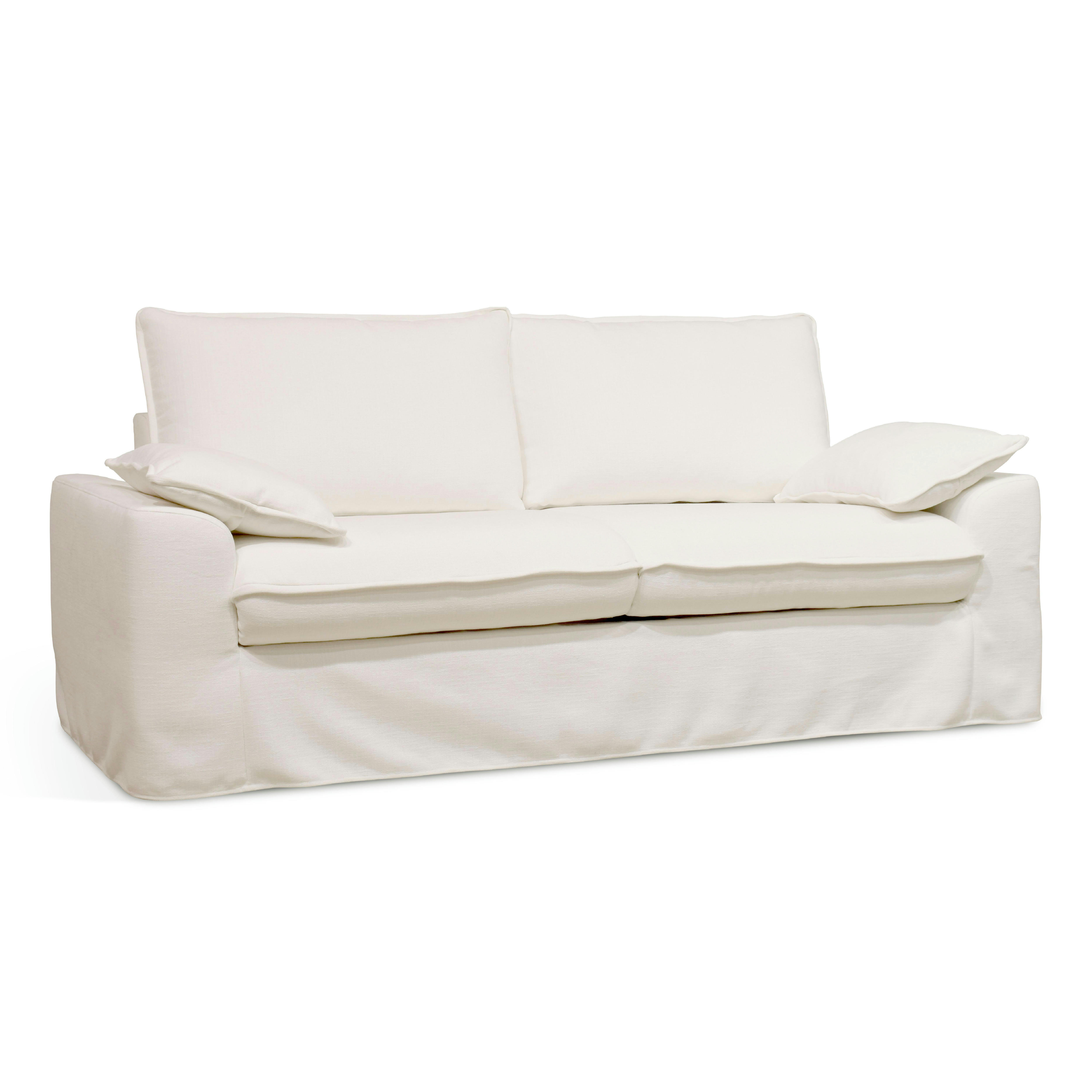 JAROD - Canapé en tissu texturé 3 places blanc