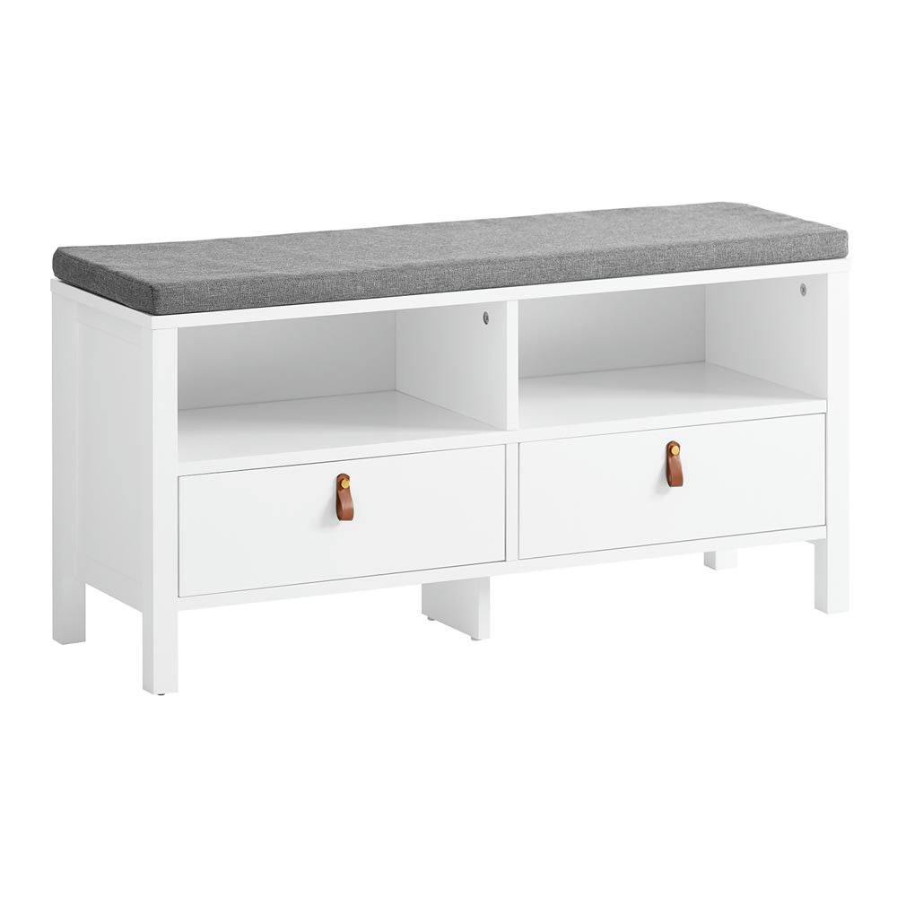 - Commode à chaussure avec 2 compartiments et 2 tiroirs effet bois blanc