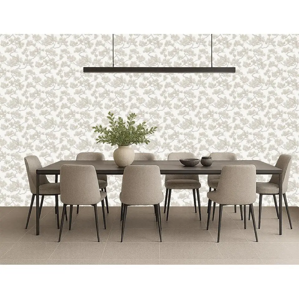 Dutch Wallcoverings Vliesbehang Wall Fabric pine tree - wit - 10,05m x 53cm