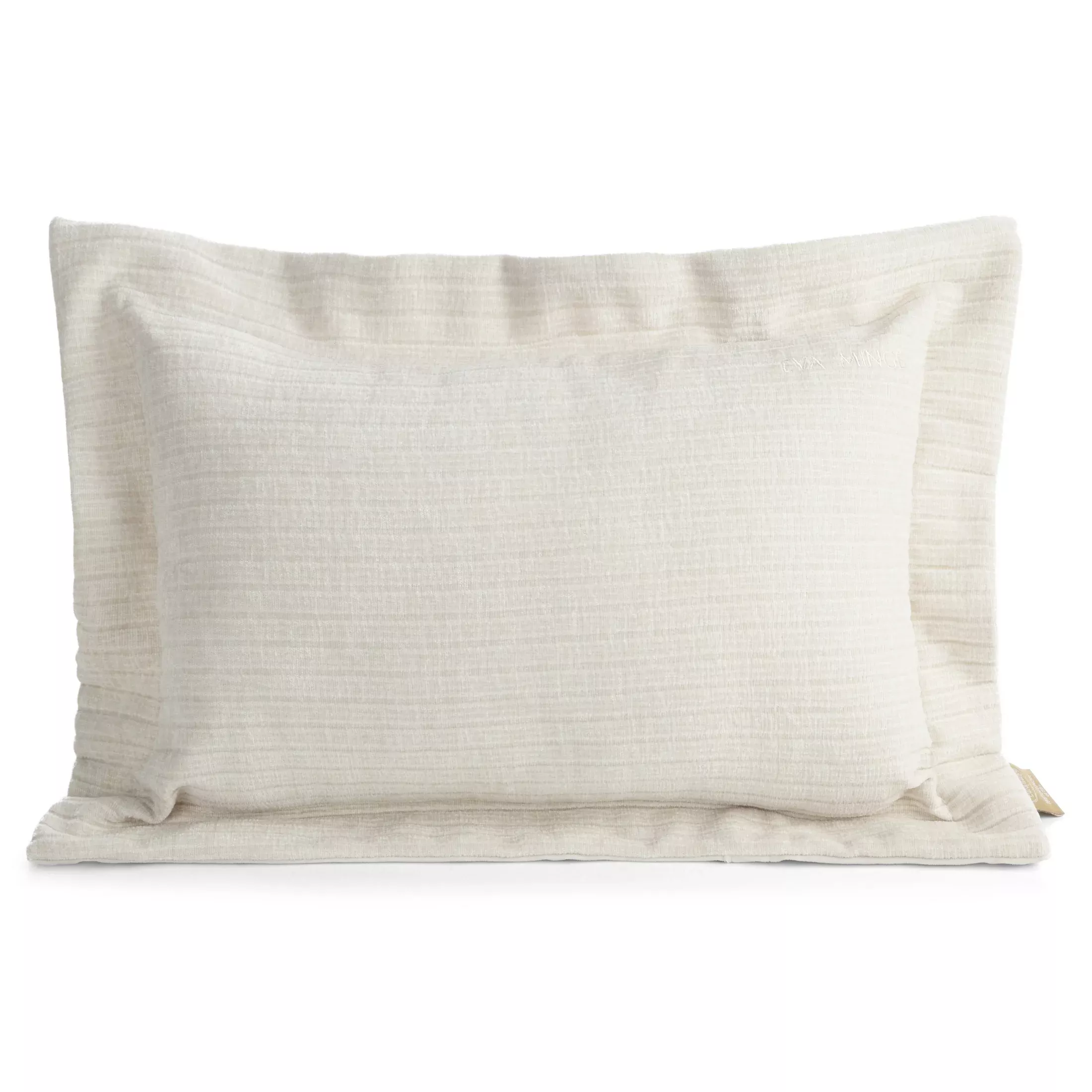 Poszewka na poduszkę40x60 cm z szenilowej tkaniny kremowa w drobne prążki Eva Minge Elegante