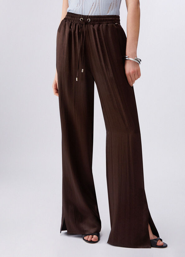 Pantaloni in raso con spacchetti