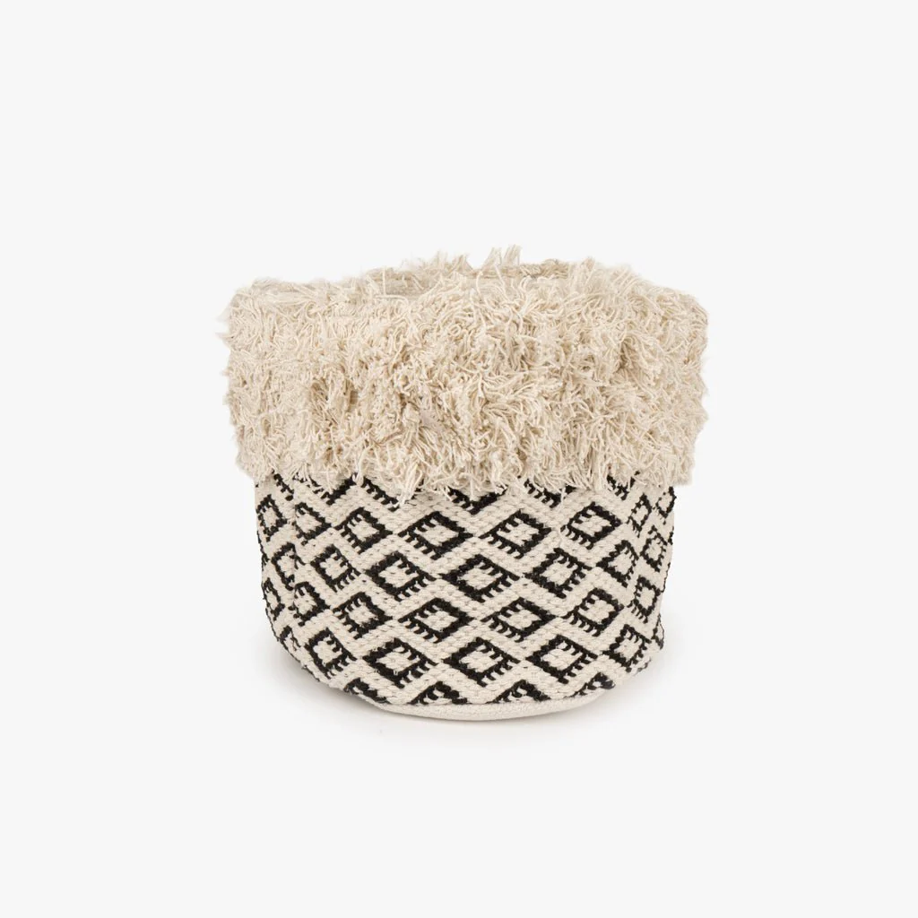 Cesto Algodão Padrão Preto e Branco LIZA