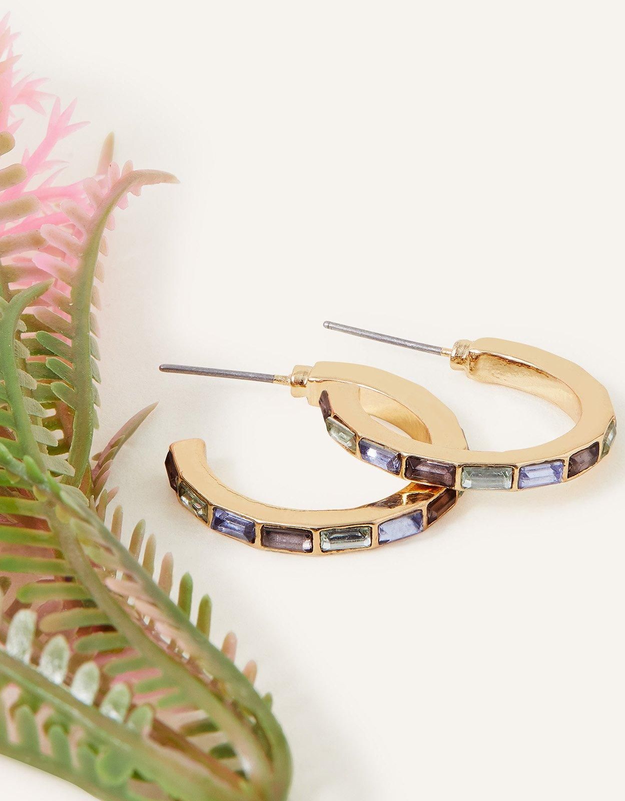 Accessorize Medium Gem Hoop Earrings