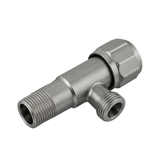 BALNEO - robinet d'angle à obturateur champignon à siège céramique 1/2 x 3/8 argenté acier inoxydable