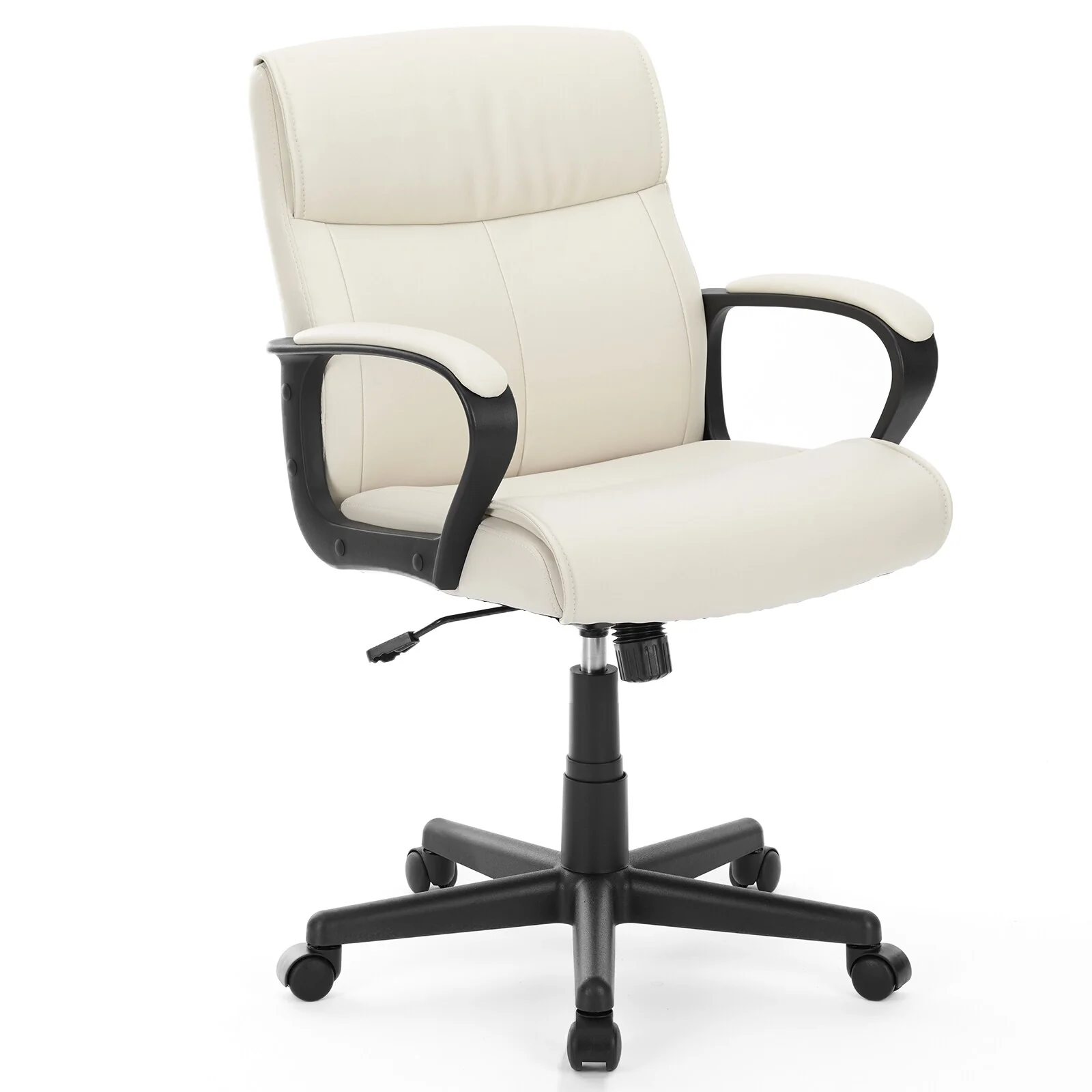 Adjustable PU Leather Desk Chair with Lumbar Support & 360° Swivel